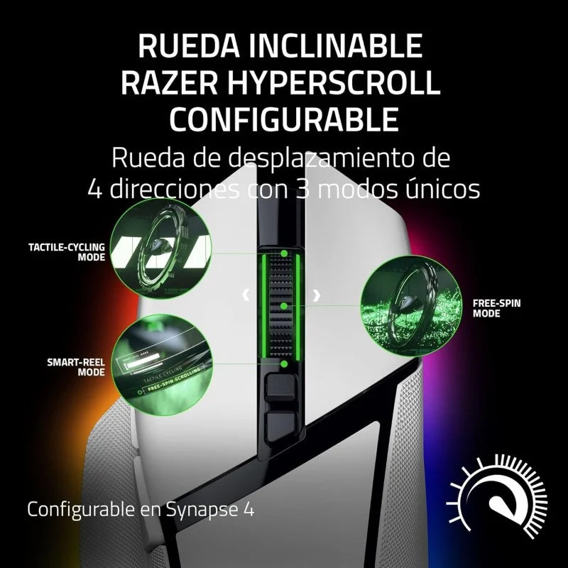 Razer Basilisk V3 Pro 35K Ratón Gaming Óptico Inalámbrico RGB 35000 DPI Blanco