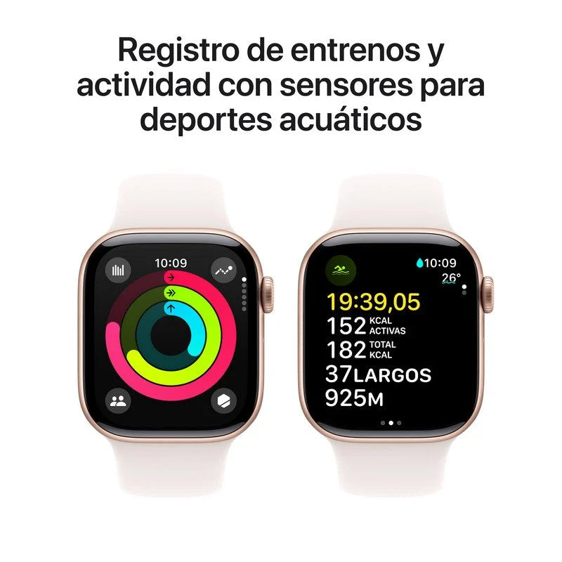 Apple Watch Series 10 GPS 42mm Caja Aluminio Oro Rosa con Correa Deportiva Rosa Rubor S